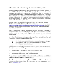 Information on the Use of Designated Fonts in NSF Proposals The