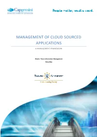 Management of Cloud Sourced Applications