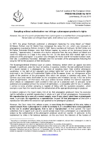 Sampling Without Authorisation Can Infringe a Phonogram Producer's