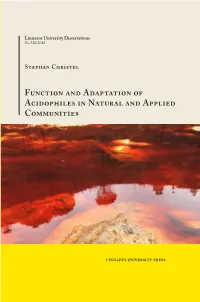 Function and Adaptation of Acidophiles in Natural and Applied Communities