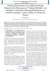 Mobility of Internally Meaningful Relations in a Small Community" in the Context of a Research Project