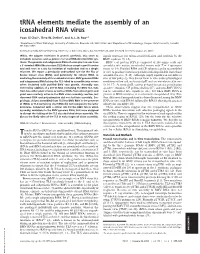 Trna Elements Mediate the Assembly of an Icosahedral RNA Virus