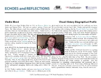 Vladka Meed Visual History Biographical Profile