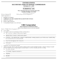 CBS Corporation (Name of Registrant As Specified in Its Charter)
