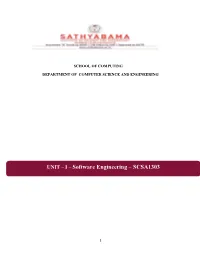 I – Software Engineering – SCSA1303