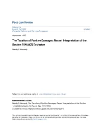 The Taxation of Punitive Damages: Recent Interpretation of the Section 104(A)(2) Exclusion