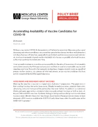 Accelerating Availability of Vaccine Candidates for COVID-19