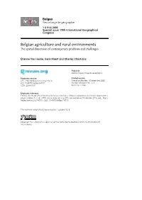 Belgian Agriculture and Rural Environments the Spatial Dimension of Contemporary Problems and Challenges