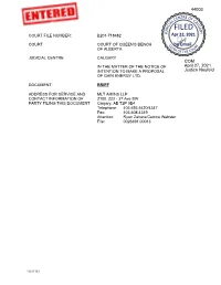 Brief of the Proposal Trustee Filed April 22, 2021