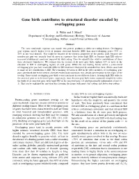 Gene Birth Contributes to Structural Disorder Encoded by Overlapping Genes