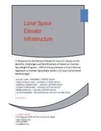 Lunar Space Elevator Infrastructure