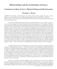 Michael Polanyi and the Social Studies of Science