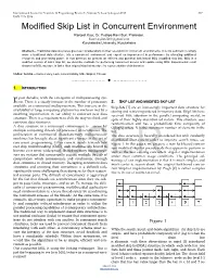 Modified Skip List in Concurrent Environment Ranjeet Kaur, Dr