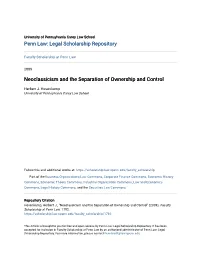 Neoclassicism and the Separation of Ownership and Control