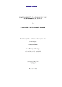 Reading 1 John in a Zulu Context: Hermeneutical Issues
