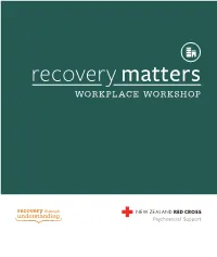Recovery Matters Recovery Matters WORKPLACE WORKSHOP WORKPLACE WORKSHOP