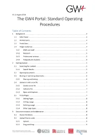 The GW4 Portal: Standard Operating Procedures Table of Contents 1 Background