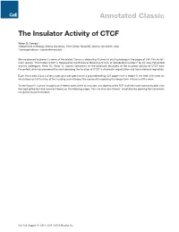 Annotated Classic the Insulator Activity of CTCF