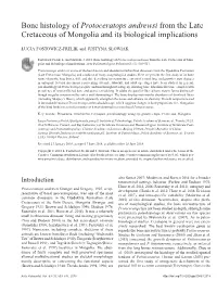Bone Histology of Protoceratops Andrewsi from the Late Cretaceous of Mongolia and Its Biological Implications
