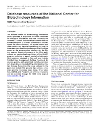 Database Resources of the National Center for Biotechnology Information NCBI Resource Coordinators*,†