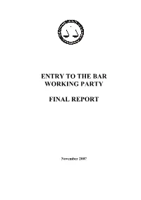 Entry to the Bar Working Party Final Report
