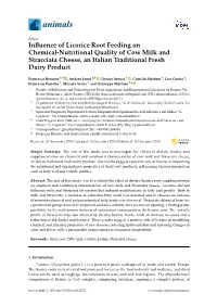 Influence of Licorice Root Feeding on Chemical-Nutritional Quality of Cow
