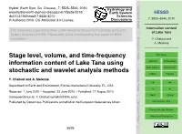 Information Content of Lake Tana Using Abstract Introduction Stochastic and Wavelet Analysis Methods Conclusions References Tables Figures Y