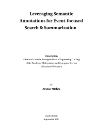 Leveraging Semantic Annotations for Event-Focused Search & Summarization