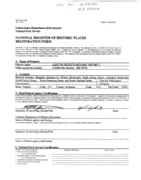 NATIONAL REGISTER of HISTORIC PLACES REGISTRATION FORM * Mir Form Is for Uw in Normnatinp Or Querung &Lemina"Onr Fw Mrdtvidual Prowsor Disuicls