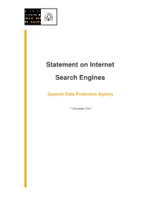 Statement on Internet Search Engines by the Spanish Data
