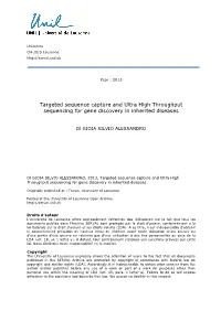 Targeted Sequence Capture and Ultra High Throughput Sequencing for Gene Discovery in Inherited Diseases