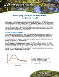 Glycemic Index & Glycemic Load