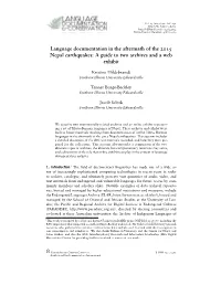 Language Documentation in the Aftermath of the 2015 Nepal Earthquakes: a Guide to Two Archives and a Web Exhibit