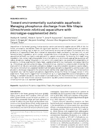 (Oreochromis Niloticus) Aquaculture with Microalgae- Supplemented Diets
