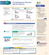 The Pythagorean Theorem and Its Converse 417 Skills Handbook, P