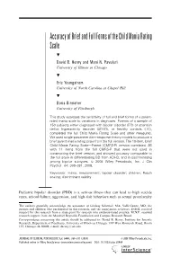 Accuracy of Brief and Full Forms of the Child Mania Rating Scale