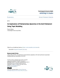 An Exploration of Parliamentary Speeches in the Irish Parliament Using Topic Modeling