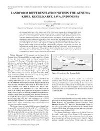 Landform Differentiation Within the Gunung Kidul Kegelkarst, Java, Indonesia