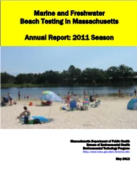 Marine and Freshwater Beach Testing in Massachusetts Annual Report