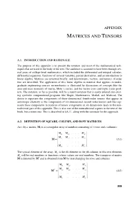 Matrices and Tensors