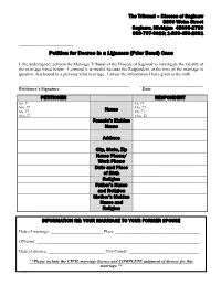 Petition for Decree in a Ligamen Case