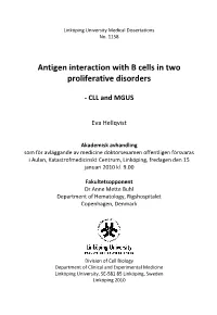 Antigen Interaction with B Cells in Two Proliferative Disorders