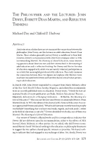 John Dewey, Everett Dean Martin, and Reflective Thinking