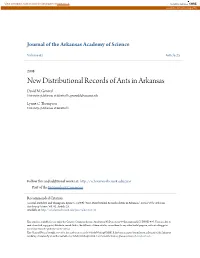 New Distributional Records of Ants in Arkansas David M