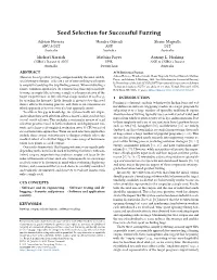 Seed Selection for Successful Fuzzing