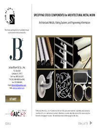 SPECIFYING STOCK COMPONENTS for ARCHITECTURAL METAL WORK