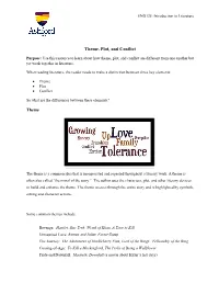 Theme, Plot, and Conflict