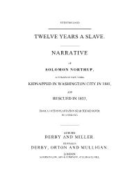 Twelve Years a Slave. Narrative