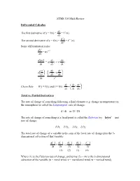 ATMS 310 Math Review Differential Calculus the First Derivative of Y = F(X)