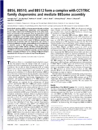 BBS6, BBS10, and BBS12 Form a Complex with CCT/Tric Family Chaperonins and Mediate Bbsome Assembly